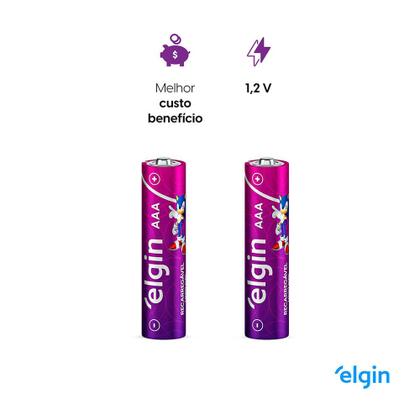 Imagem de Pilha Recarregável AAA Palito - 1.000Mah Blister com 4 Unidades