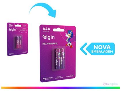 Imagem de Pilha Recarregável Alcalina Elgin 2aaa 900mah
