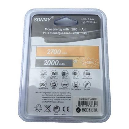 Imagem de Pilha Recarregável Cartela C/ 4 Unidades SDNMY AAA 2700mah Palito