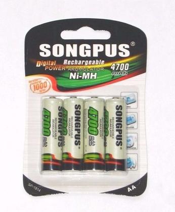 Imagem de Pilha Recarregável Cartela C/ 4 Unidades Songpus AA 4700mah