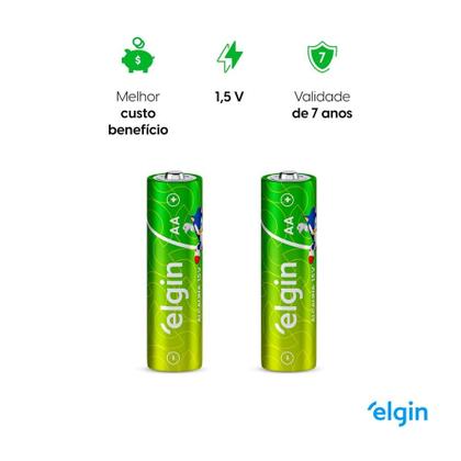 Imagem de Pilhas AA Alcalina Elgin 1,5v Pequena Comum Cartela 4 Unidades