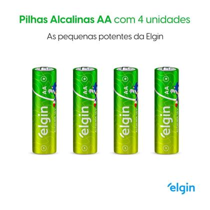 Imagem de Pilhas AA Alcalina Elgin 1,5v Pequena Comum Cartela 4 Unidades