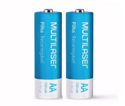 Imagem de Pilhas AA Recarregáveis 2500Mah Com 2 Unidades CB053 Até 1000 Ciclos de Carga