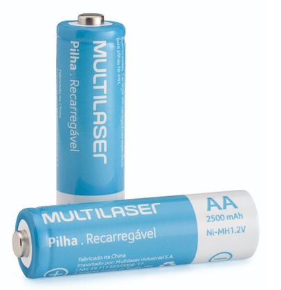 Imagem de Pilhas AA Recarregáveis 2500Mah Com 2 Unidades CB053 Até 1000 Ciclos de Carga
