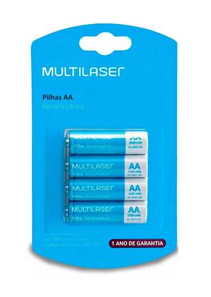 Imagem de Pilhas Recarregáveis AA Multilaser 2500 mah 4 Unidades