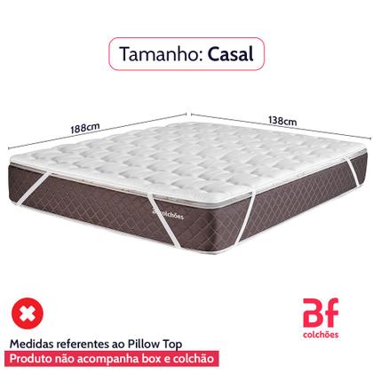 Imagem de Pillow Top Casal de Espuma D20 Percal 180 Fios Algodão Hipoalergênico com Elástico 138x188cm BF Colchões