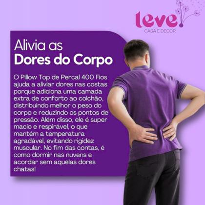 Imagem de Pillow Top Casal Extra Macio Toque de Pluma Percal 400 Fios 138x188x5cm Conforto Hotel
