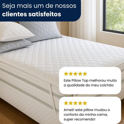 Imagem de Pillow Top Casal Extra Macio Toque de Pluma Percal 400 Fios 138x188x5cm Conforto Hotel
