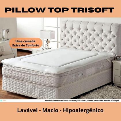 Imagem de Pillow Top Casal King Trisoft 193x203x04 - Protetor de Colchão Macio Lavável - Enchimento PetFom (não absorve umidade e não proliferam bactérias)