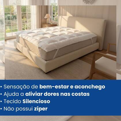 Imagem de Pillow Top Casal Manta Acrílica Siliconada 138x188cm Extra Macio Protetor de Colchão Conforto Hotel Premium