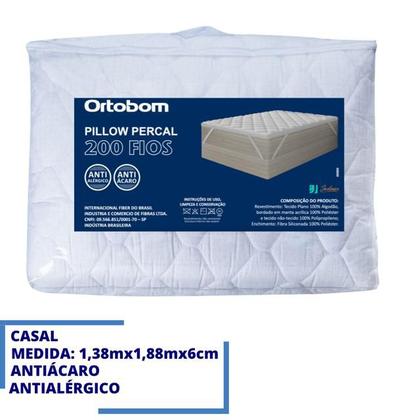 Imagem de Pillow Top Casal Ortobom Percal 200 Fios 138x188x06 c/ Ziper - Deixa seu colchão com aparência de novo e Macio e Confortável