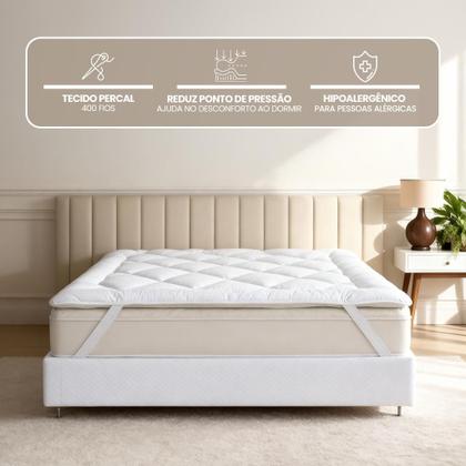 Imagem de Pillow Top e Protetor de Colchão Casa Dona Super Macio 5cm de Altura com Elástico Conforto de Hotel  Solteiro, Casal, Queen e King