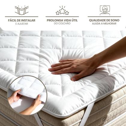 Imagem de Pillow Top e Protetor de Colchão Casa Dona Super Macio 5cm de Altura com Elástico Conforto de Hotel  Solteiro, Casal, Queen e King
