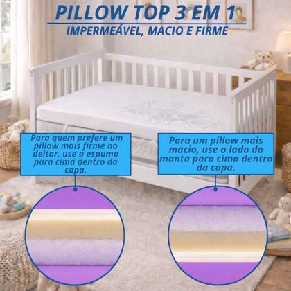Imagem de Pillow Top para Berço Impermeável 10cm Espuma Soft D23 70x130cm Home&Cia