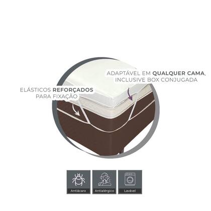 Imagem de Pillow Top Queen Dupla Manta 1200g 10cm de Altura Antialérgico Lavável