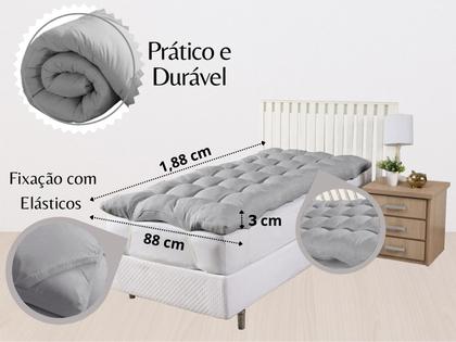 Imagem de Pillow Top Solteiro Extra Macio Enchimento em Fibra Siliconada Toque Aveludado 0,88m x 1,88m