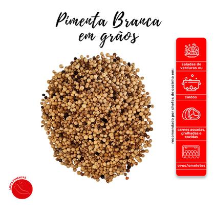 Imagem de Pimenta Branca Importada em Grãos Qualidade Superior Kit 4 Dosador 50g 