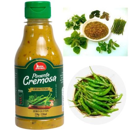 Imagem de Pimenta Cremosa Com Ervas Finas Molho Gourmet Picância Intensa Churrasco 200ml Bahia Premium 8Un