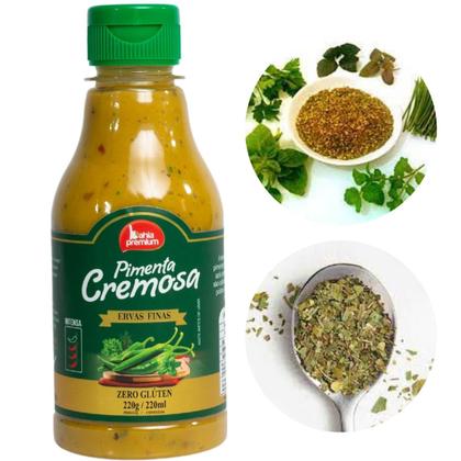 Imagem de Pimenta Cremosa Com Ervas Finas Molho Gourmet Picância Intensa Churrasco 200ml Bahia Premium 8Un