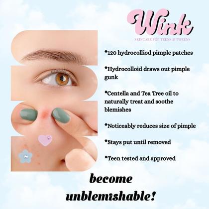 Imagem de Pimple Patches WINK Skincare, hidrocolóide de 120 unidades para adolescentes