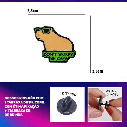 Imagem de Pin de Metal Capivara de Óculos Don t Worry Be Cappy Broches para Mochila e Roupas