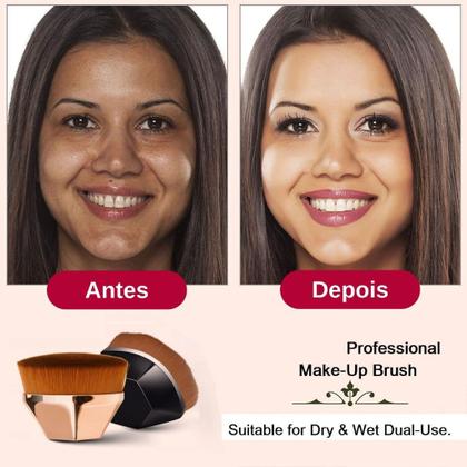 Imagem de Pincel Base Hexágono Plano Blush Corretivo BB Cream Maquiagem