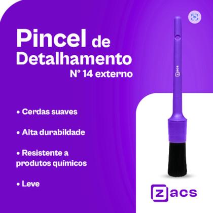 Imagem de Pincel Detalhamento Automotivo Uso Externo N14 Limpeza Zacs