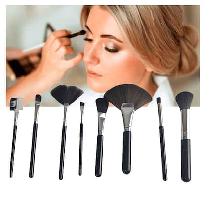 Imagem de Pincel Kit 8 Peças Maquiagem Make Up Profissional Base Po Corretivo Sombra