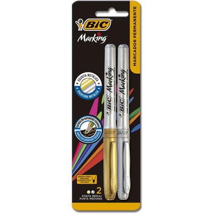 Imagem de Pincel Marcador Permanente Marking 1.1mm Prata/Ouro - Bic