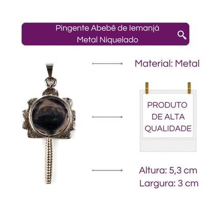 Imagem de Pingente Abebê Imagem de Iemanjá 5,3 cm Metal Niquelado