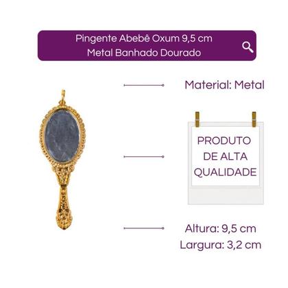 Imagem de Pingente Abebê Oxum 9,5 cm Metal Banhado Dourado