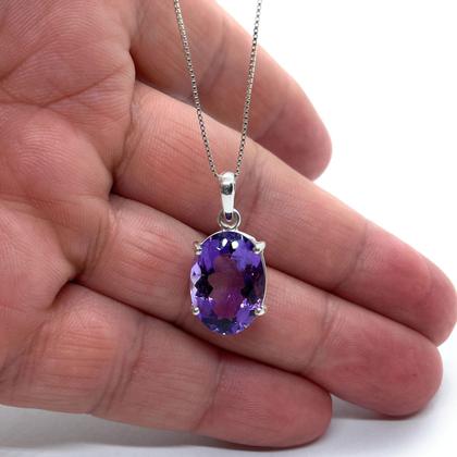 Pingente Ametista Natural Oval 17 milímetros Prata de Lei - Usa Joias Imagem de Pingente Ametista Natural Oval 17 milímetros Prata de Lei