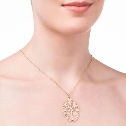 Imagem de Pingente banhado ouro 3x 24k 18k e 22k feminino formato de folhagem rommanel 542727