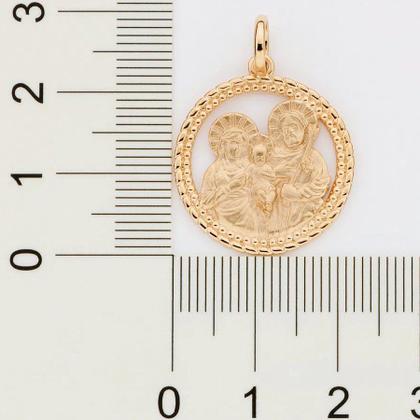 Imagem de Pingente  banhado ouro 3x 24k 18k e 22k feminino medalha sagrada família acetinada rommanel 542666