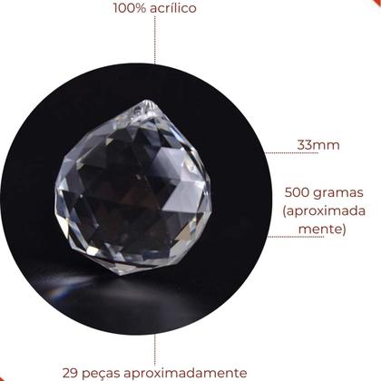 Pingente bola 33mm em acrilico com 500gr - LADEIRA BIJUTERIAS Imagem de Pingente bola 33mm em acrilico com 500gr