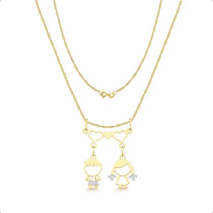 Imagem de Pingente Canga Ouro 18k Corações E 2 Pingentes filhos