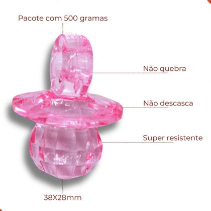 Imagem de Pingente chupeta sextavada 38x28mm em acrilico com 500gr