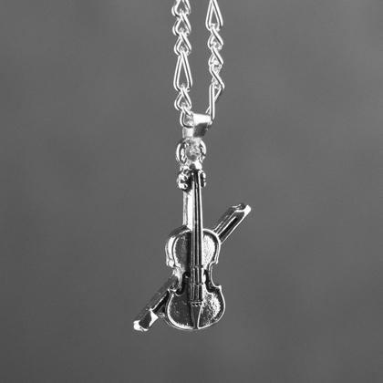 Pingente com Colar Violino Cromado - Alfenas Metais Imagem de Pingente com Colar Violino Cromado