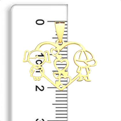 Imagem de Pingente Coração Casal Filhos Ouro 18k