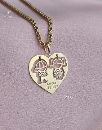 Imagem de Pingente Coração Menino e Menina Ouro 18k - 2.02