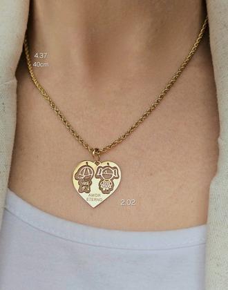 Imagem de Pingente Coração Menino e Menina Ouro 18k - 2.02