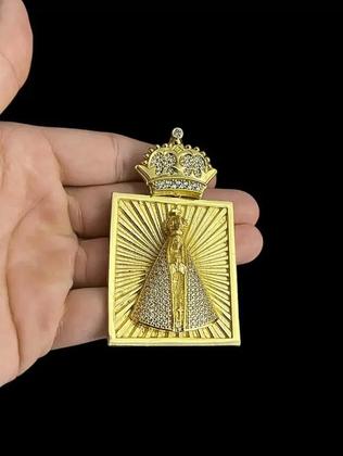 Imagem de Pingente Coroa Nossa Senhora Gg - Banhado A Ouro 18K