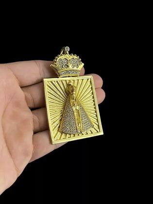 Imagem de Pingente coroa nossa senhora gg - banhado a ouro 18k