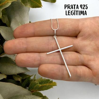 Imagem de Pingente Crucifixo Chapado Grande Prata925 Legítima