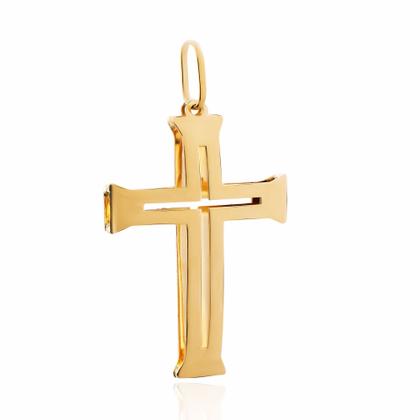 Imagem de Pingente Crucifixo, Cruz Vazada 27mm Ouro 18k 750