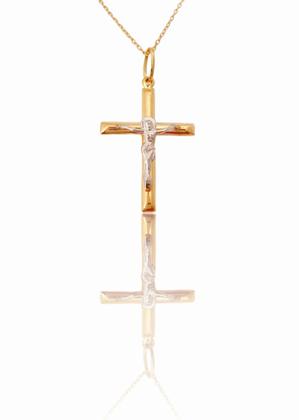 Imagem de PINGENTE CRUCIFIXO EM OURO AMARELO E INRI EM OURO BRANCO 18K (cod13y)