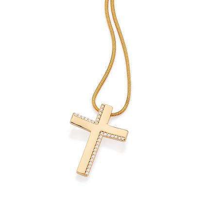 Imagem de Pingente cruz banhado a ouro BRANCO 542915 Rommanel