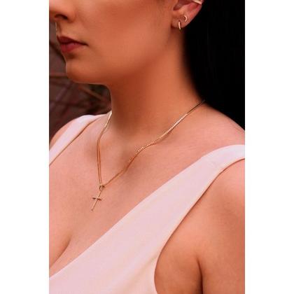 Imagem de Pingente Cruz Crucifixo Feminino Ouro 18k Com Zircônias 23mm