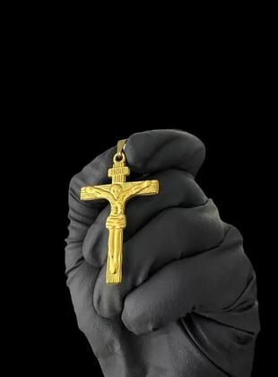 Imagem de Pingente Cruz Jesus - Banhado A Ouro 18K