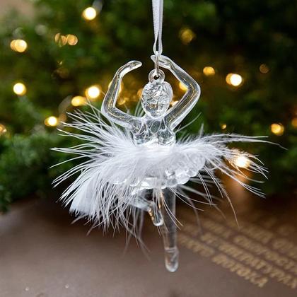 Imagem de Pingente De Árvore De Natal Em Acrílico Transparente Com Luz De Anjo, Decoração De Cristal De Gelo,